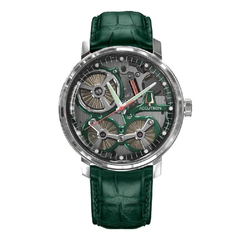 men's dive watches with automatic winding -SPACEVIEW 2020 on Green Alligator Strap