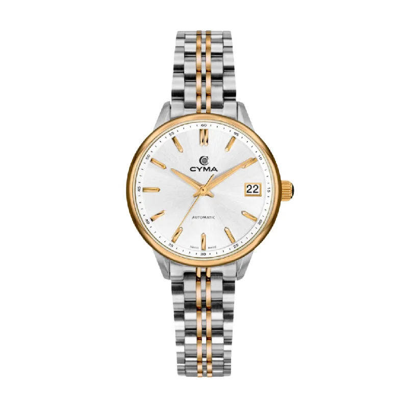 women's mechanical watches with backlight display -CYMA W02-00815-007 CHARISMA 3 HANDS AUTOMATIC MECHANICAL TWO-TONE STAINLESS STEEL WOMEN WATCH