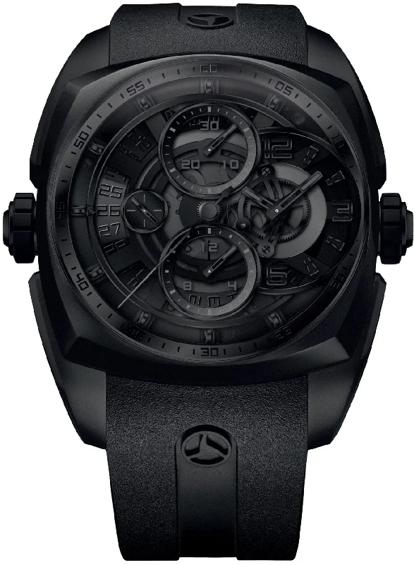 men's mechanical watches with metal style straps -Cyrus Klepcys Skeleton Darkness Black DLC Steel Limited Edition