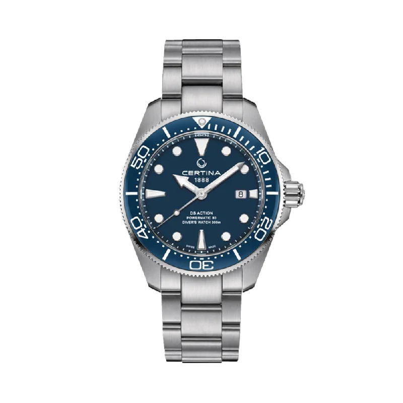 men's digital watches with monogram engraving style design -DS ACTION DIVER 43 Blue