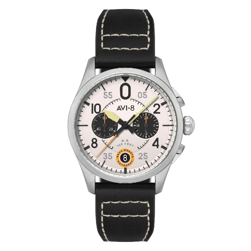 men's pilot watches with triple time zone style design -AVI-8 Spitfire Lock Chronograph Imperial War Museums Edition Bethlem