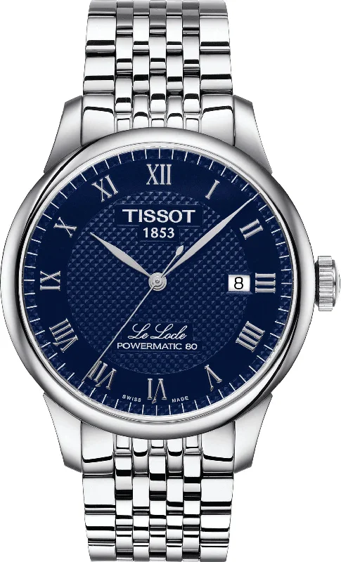 men's mechanical watches with monogram engraving design -Tissot Le Locle Powermatic 80