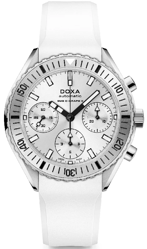 men's mechanical watches with backlight design -Doxa Sub 200 C-Graph II Whitepearl Rubber