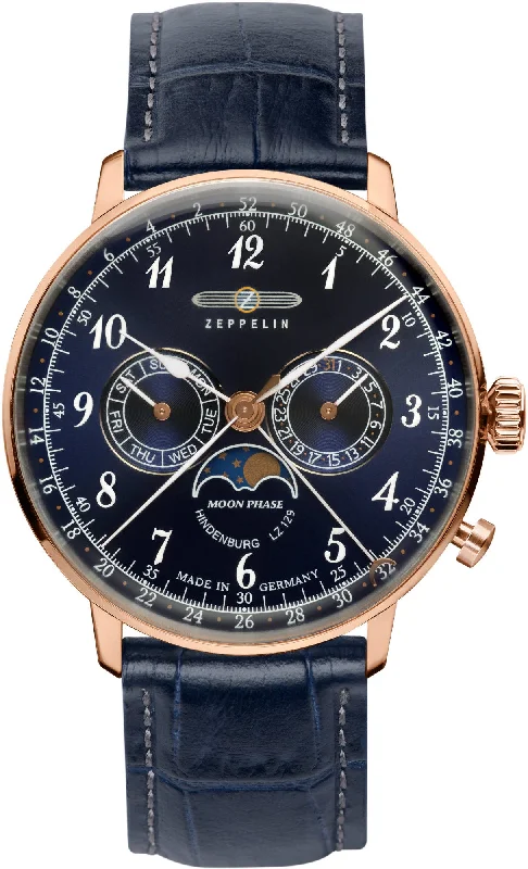 men's mechanical watches with sleek design -Zeppelin LZ 129 Hindenburg Moonphase Mens
