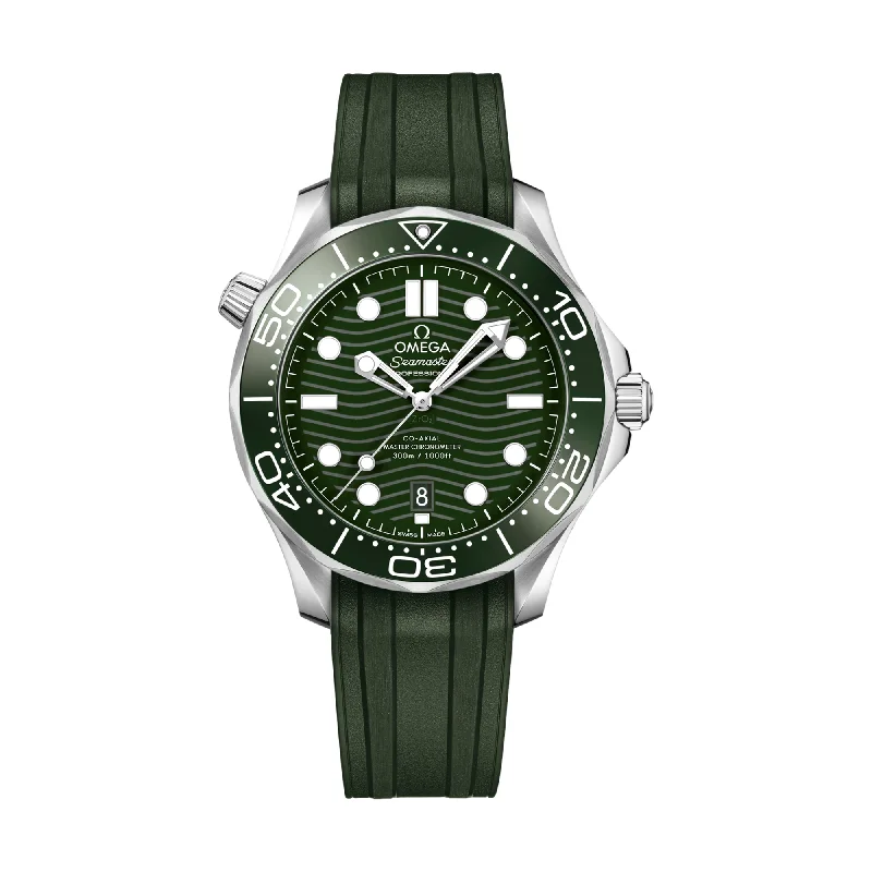 men's pilot watches with custom engraving design -Seamaster Diver 300M Co-Axial Master Chronometer 42mm - Green on Rubber Strap men's pilot watches with custom engraving design -Seamaster Diver 300M Co-Axial Master Chronometer 42mm - Green on Rubber Strap