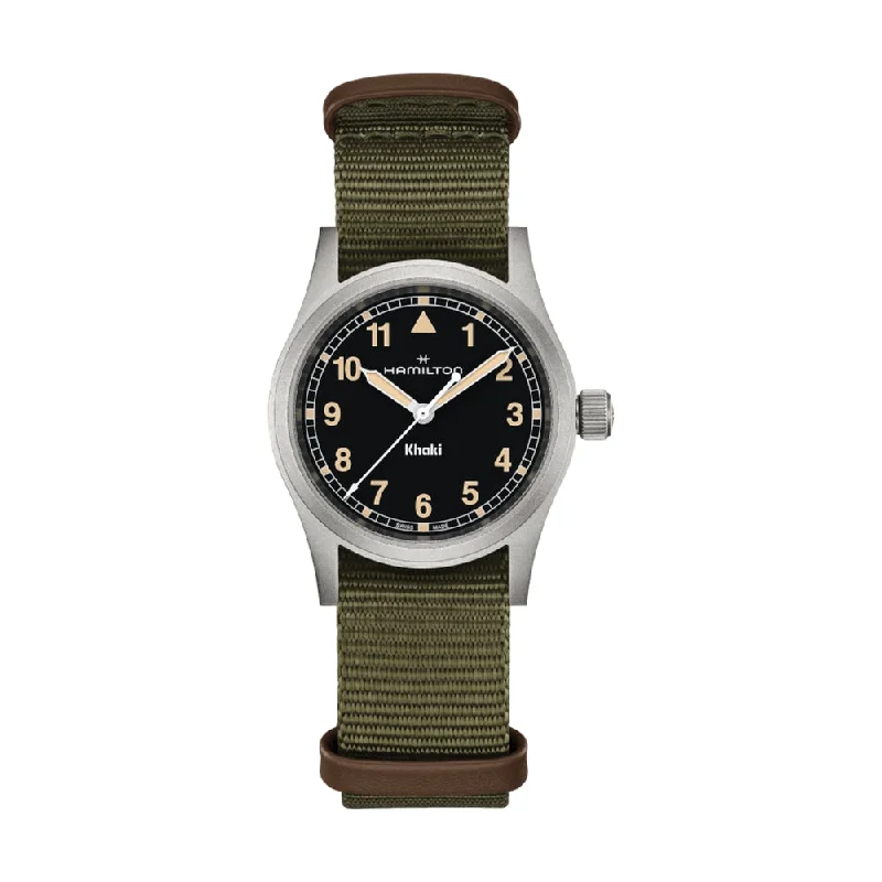 men's GMT watches with tourbillon style design -Khaki Field Quartz Black Dial, 33mm