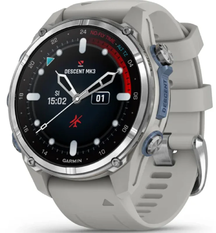 Smart Watches for Mens Fitness Tracking-Garmin Descent MK3 Fog Grey Silicone