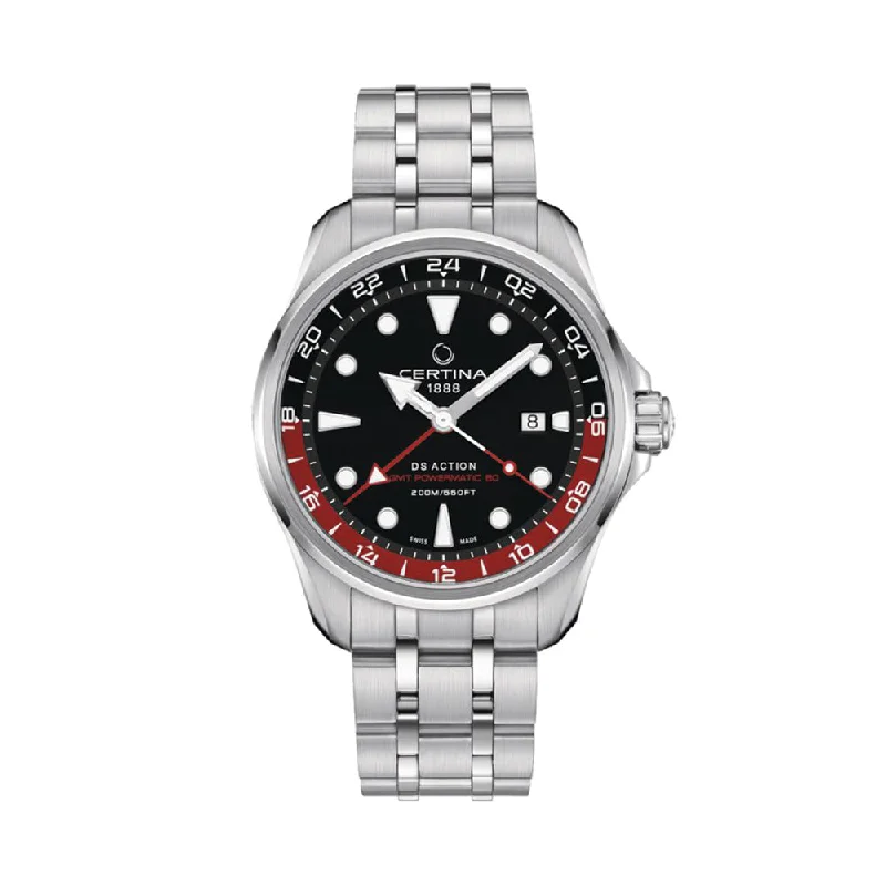 men's digital watches with logo engraving style design -DS ACTION GMT SS 43mm