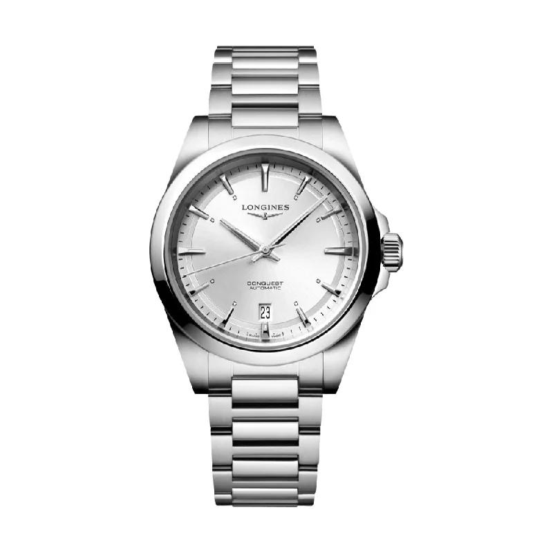 men's dive watches with timer -Conquest 38mm - Silver on Bracelet