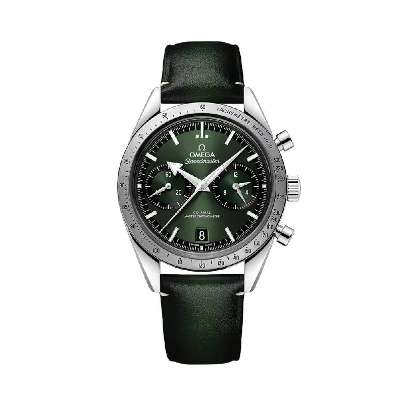 men's pilot watches with tourbillon design -Speedmaster '57 Co-Axial Master Chronometer 40.5mm - Green on Leather Strap