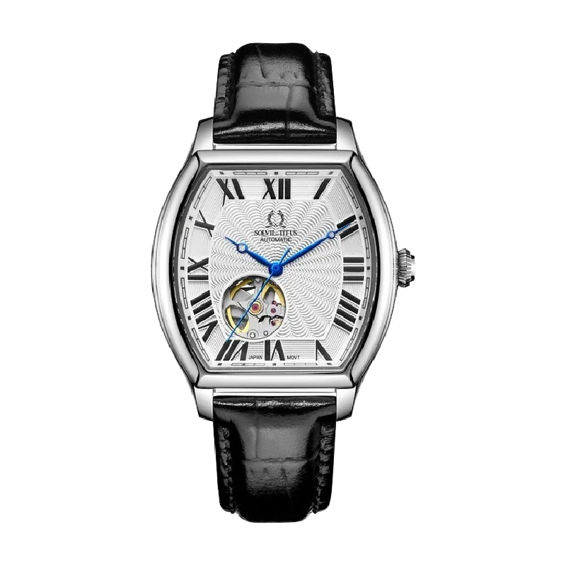 men's mechanical watches with curved design -SOLVIL ET TITUS BARRIQUE W06-03268-001 3 HANDS MECHANICAL MEN WATCH