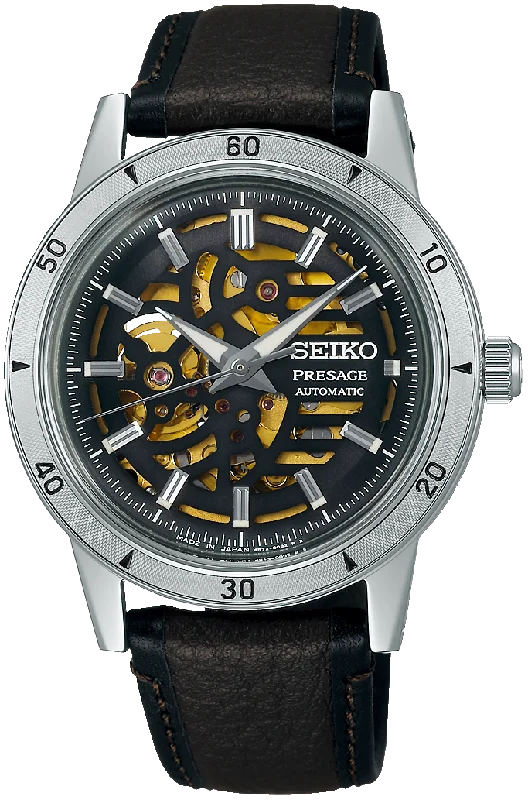 men's Seiko with day display function -Seiko Presage Style 60s Elegant Yet Rugged Biker Style