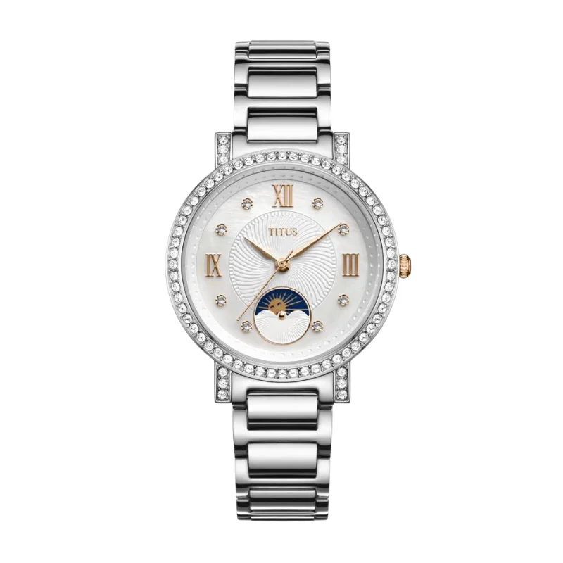 women's mechanical watches with rubber style straps for water sports -SOLVIL ET TITUS CHANDELIER W06-03261-007 3 HANDS WITH DAY NIGHT INDICATOR QUARTZ WOMEN WATCH