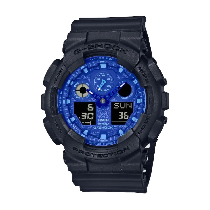 men's Cartier modern design watches -CASIO G-SHOCK GA-100BP-1ADR SPECIAL COLOUR MODELS BLACK BLUE WATCH men's Cartier modern design watches -CASIO G-SHOCK GA-100BP-1ADR SPECIAL COLOUR MODELS BLACK BLUE WATCH