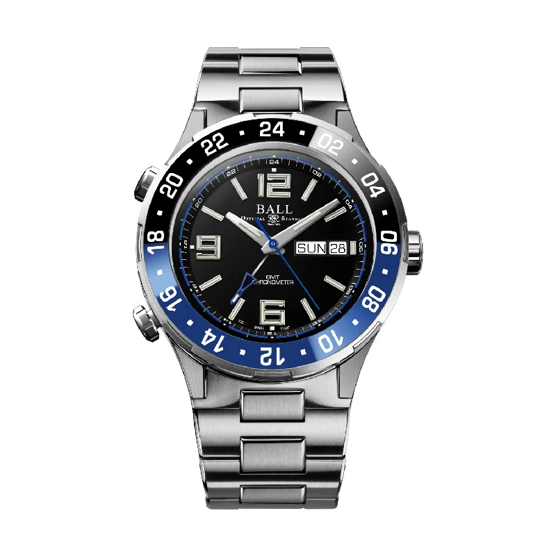 men's mechanical watches with self-winding design -BALL ROADMASTER DG3030B-S1CJ-BK LIMITED EDITION MARINE GMT MEN WATCH