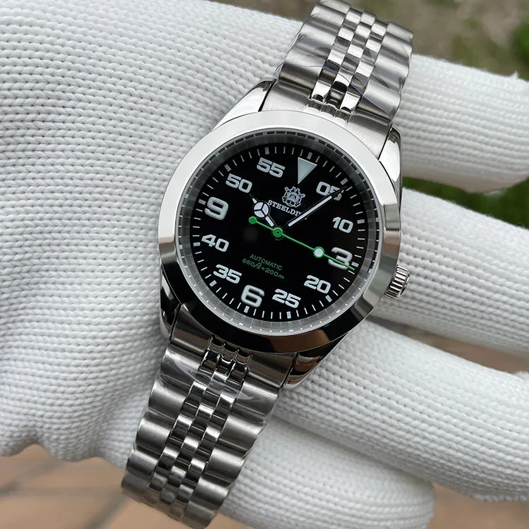 men's climbing watches with map display -Steeldive SD1934K Retro King Explore Watch