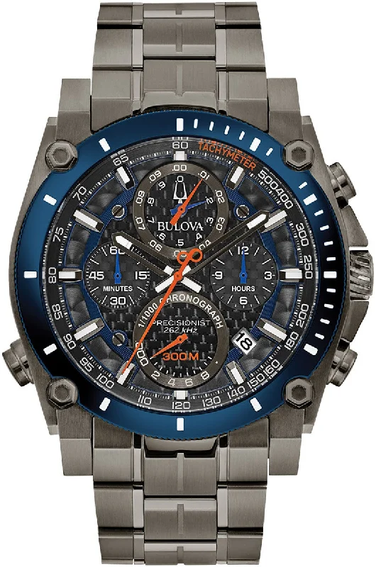 men's mechanical watches with monogram engraving display function -Bulova Precisionist Mens