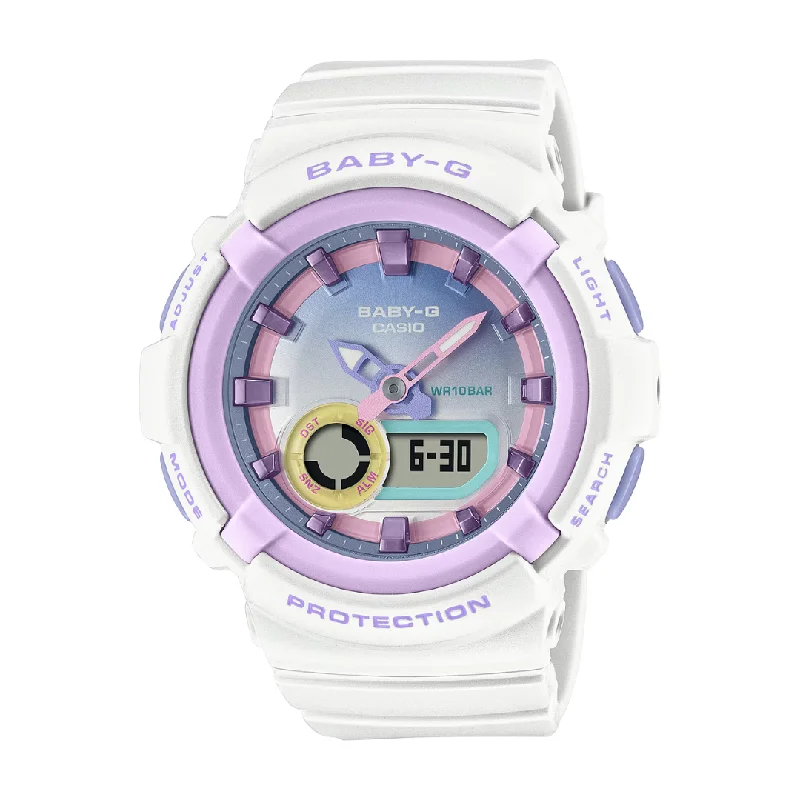 women's Casio with canvas straps -CASIO BABY-G BGA-280PM-7ADR STANDARD ANALOG-DIGITAL WHITE WATCH