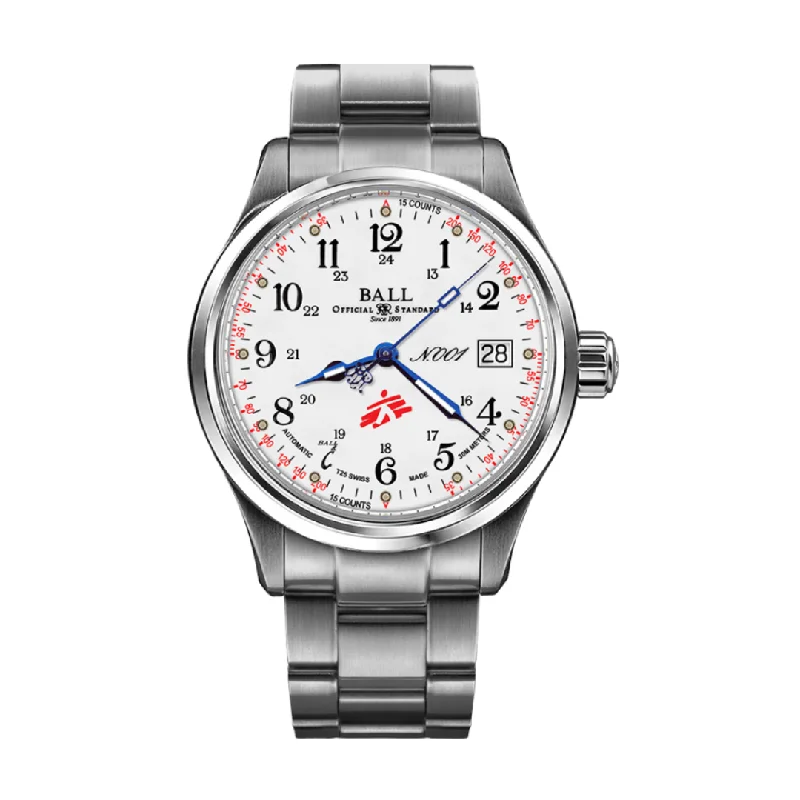 men's mechanical watches with phosphorescent display -BALL TRAINMASTER NM1038D-S10J-WH TRAINMASTER MSF HUMANITY LIMITED EDITION MEN WATCH