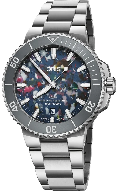 men's mechanical watches with magnetic-resistant design -Oris Aquis Date Upcycle 41.5mm men's mechanical watches with magnetic-resistant design -Oris Aquis Date Upcycle 41.5mm