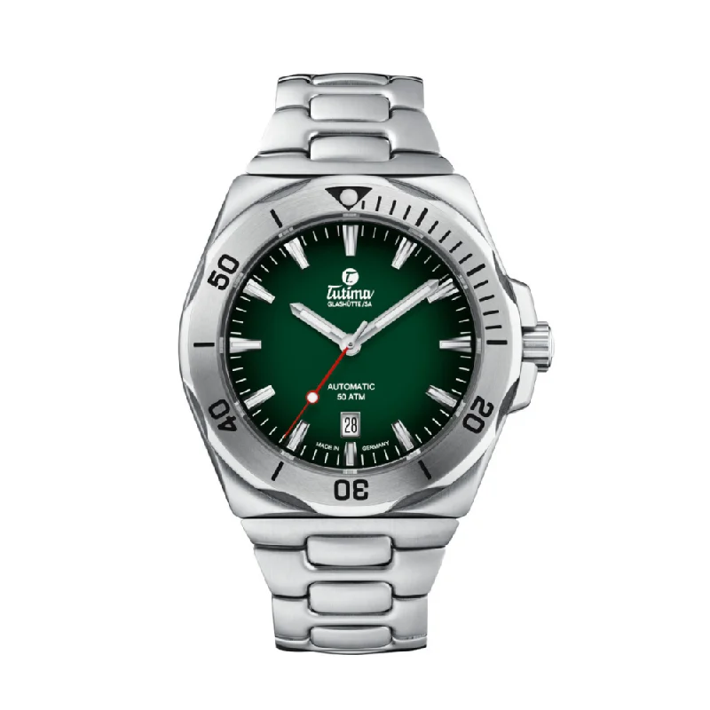 men's Seiko luminescent design watches -TUTIMA GLASHÜTTE M2 SEVEN SEAS 6155-06 AUTOMATIC MEN WATCH