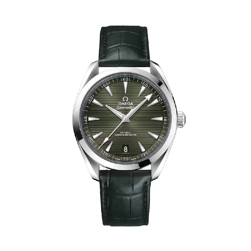 men's digital watches for athletes -Seamaster Aqua Terra 150M Co-Axial Master Chronometer 41mm - Green on Leather Strap men's digital watches for athletes -Seamaster Aqua Terra 150M Co-Axial Master Chronometer 41mm - Green on Leather Strap