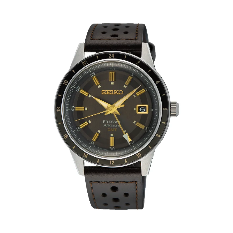 men's Seiko 5 Sports watches -SEIKO PRESAGE SSK013J1 STYLE 60S ROAD TRIP GMT AUTOMATIC MEN WATCH
