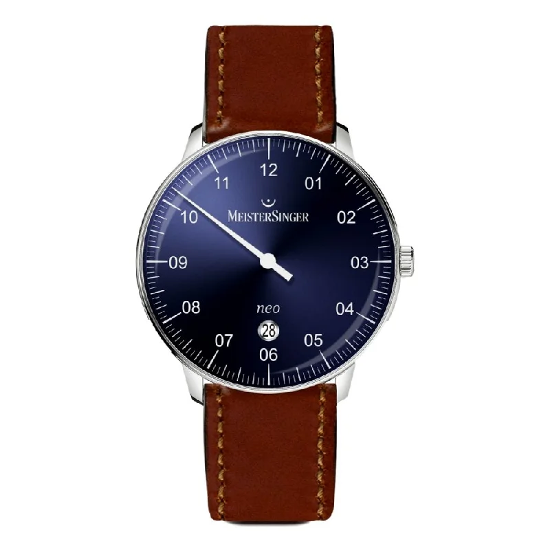 men's pilot watches with leather style straps -Neo Plus Blue Dial