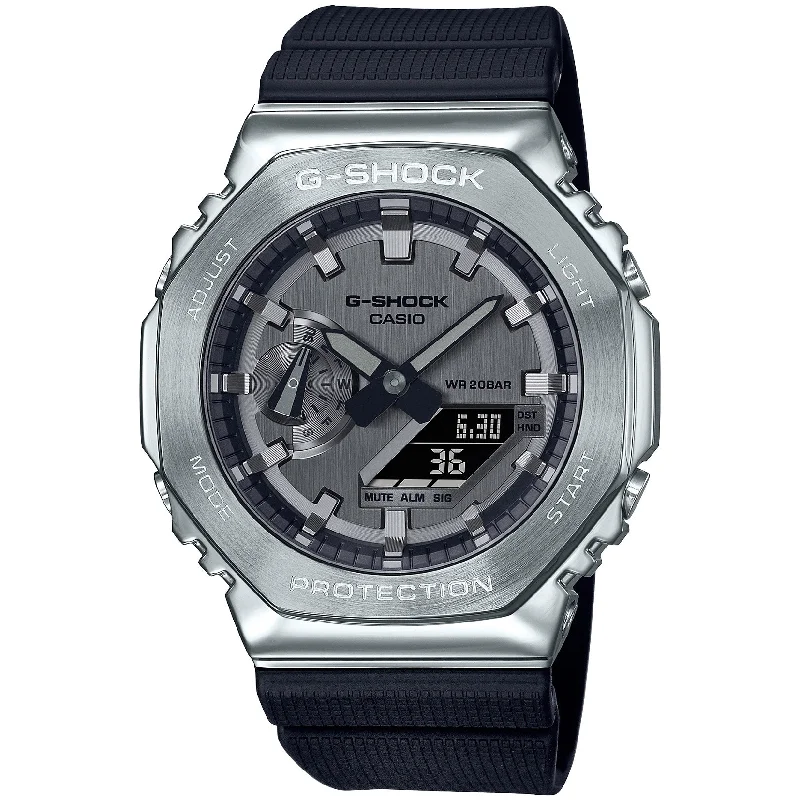modern men's skeletonized watches with clean design -G-Shock GM2100 Metal Silver