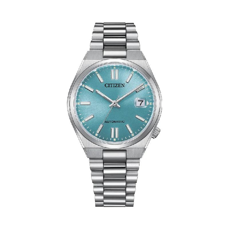 men's field watches with metal straps -Tsuyosa Automatic 37mm - Ice Blue on Bracelet