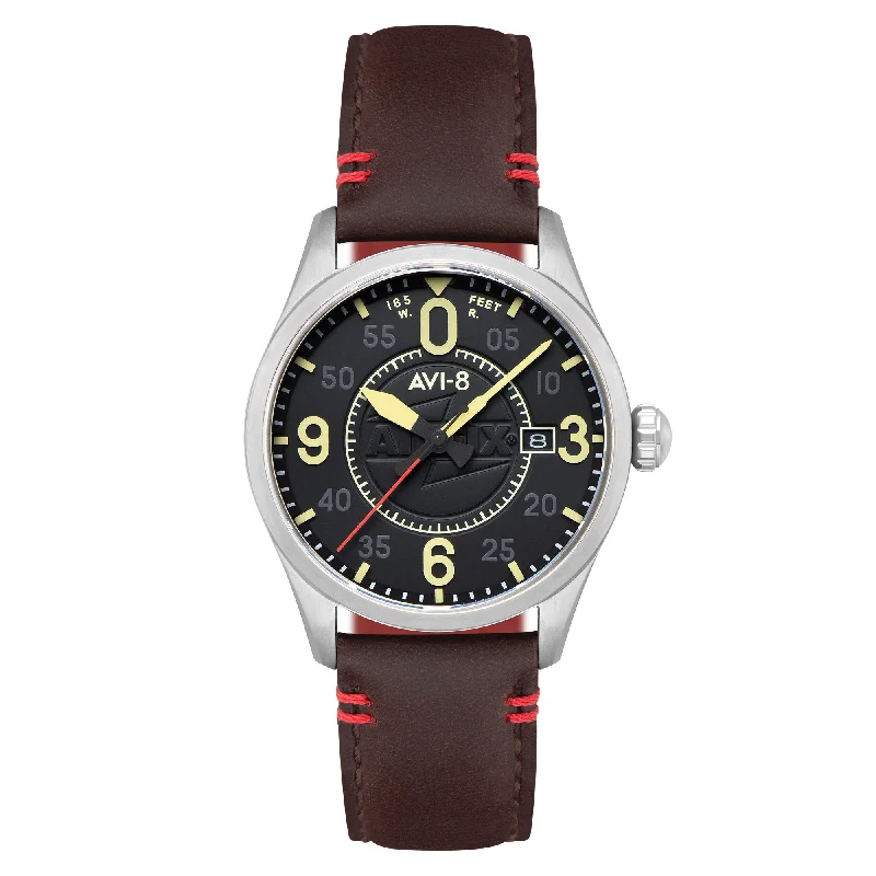 men's pilot watches with chronograph design -AVI-8 Smith Automatic Airfix Edition Granite Black
