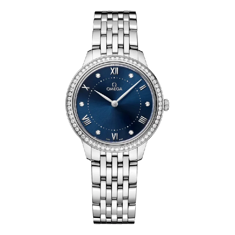 microbrand-dress alternatives-De Ville Prestige Diamonds Quartz 30mm - Blue on Bracelet