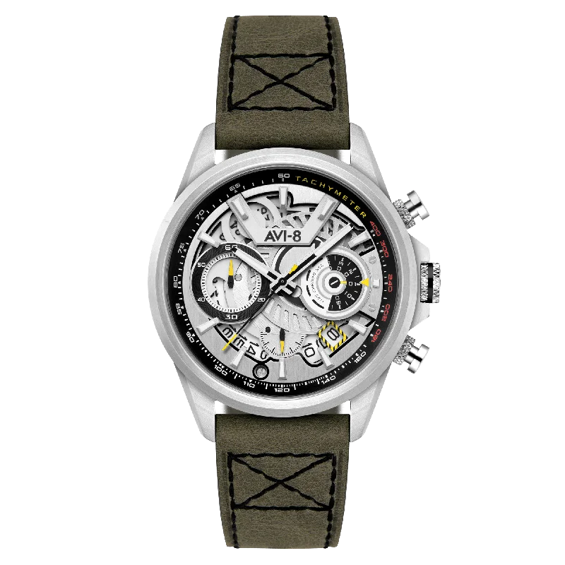 men's pilot watches with sporty style design -AVI-8 Hawker Harrier Matador Chronograph Storm Grey