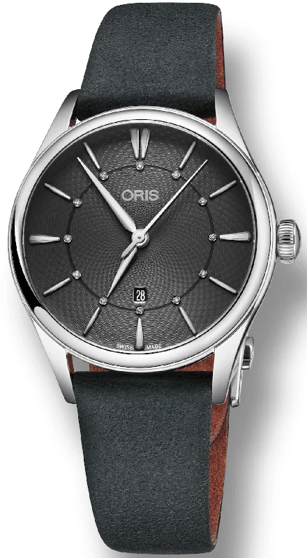 women's mechanical watches with concave design -Oris Watch Artelier Date Diamond