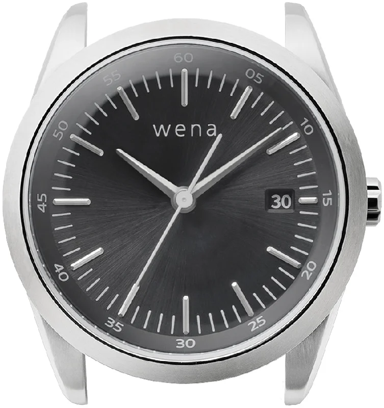 Mens Smart Watches Text Messaging-Wena By Sony Watch Head Solar Three Hands Silver