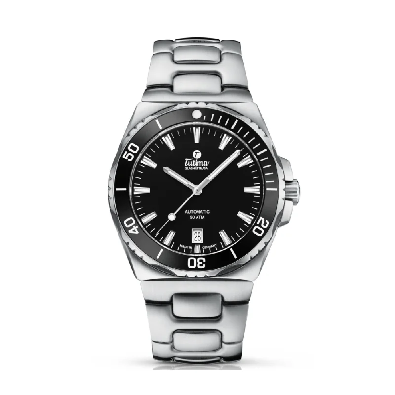 men's Seiko backlight design watches -TUTIMA GLASHÜTTE M2 SEVEN SEAS 6156-02 AUTOMATIC MEN WATCH