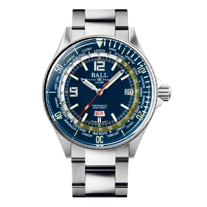 men's chronograph watches with 24-hour design -Engineer Master II Diver Worldtime Blue Dial men's chronograph watches with 24-hour design -Engineer Master II Diver Worldtime Blue Dial