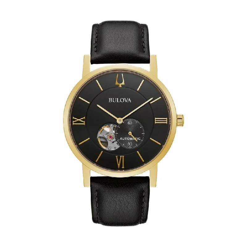 men's digital watches with quick-release style straps -American Clipper Gold-Tone Case Black Dial