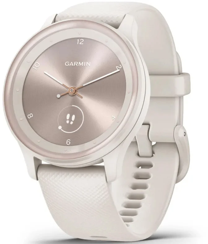 Ladies Luxury Smart Watches-Garmin Vivomove Sport Silicone Band With Peach Gold Accents