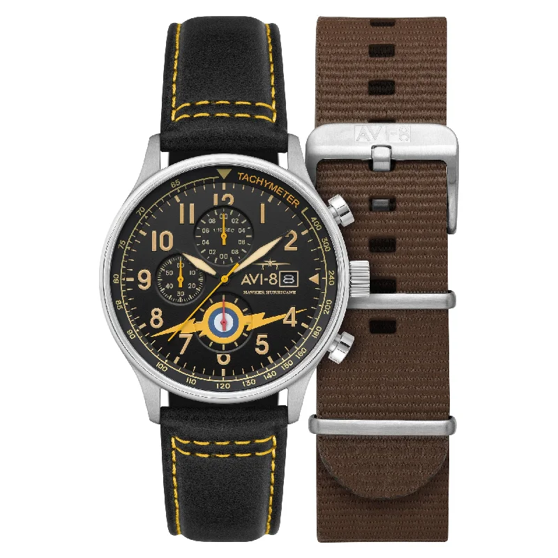 men's pilot watches with elegant style design -AVI-8 Hawker Hurricane Classic Chronograph Lightning Orange