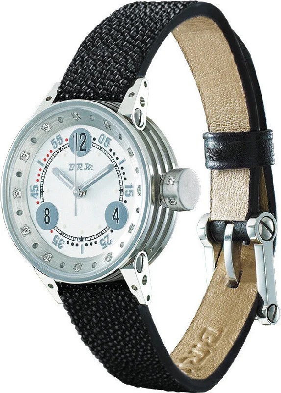 women's mechanical watches with domed design -B.R.M. V5-25-GTB-BB Grey Hands Diamond Case