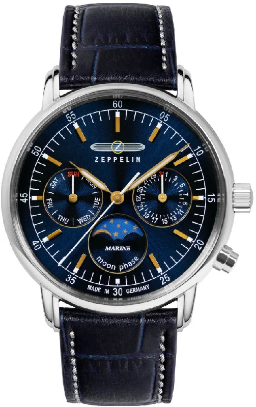 women's mechanical watches with logo engraving design -Zeppelin LZ 14 Marine Ladies