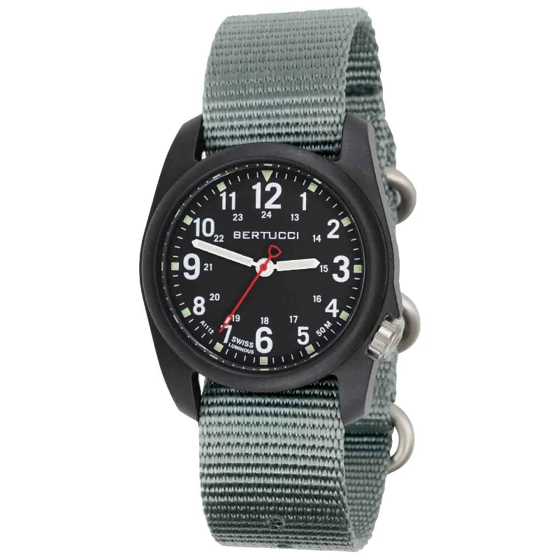 men's field watches for outdoor activities -Bertucci DX3 Field Vintage Drab Black Gray