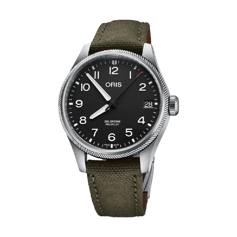 men's chronograph watches with minimalist design -Big Crown Pro Pilot Date Black Textile