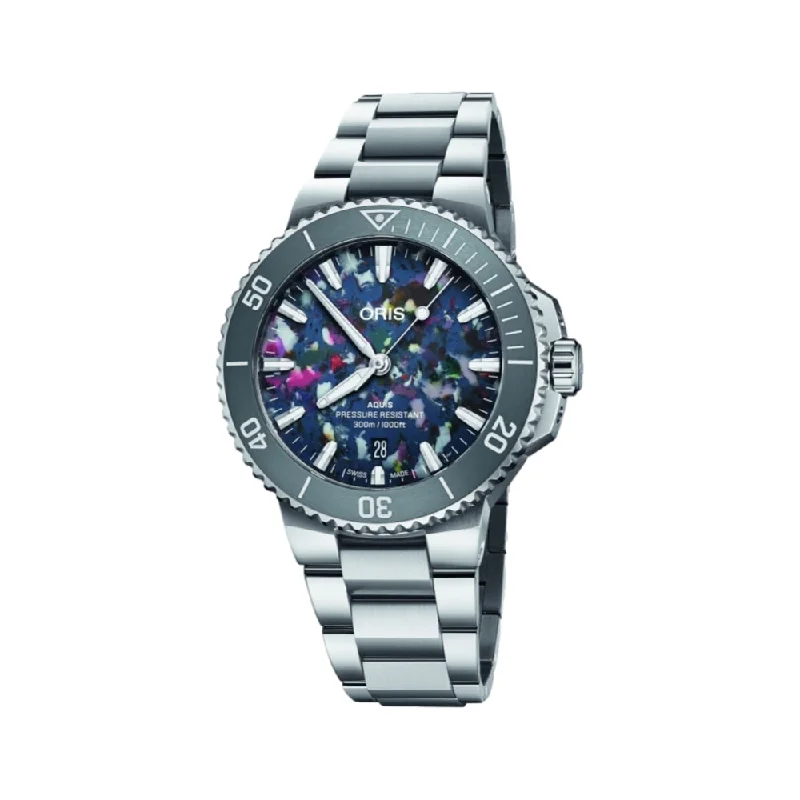 men's dive watches for snorkeling -Aquis Date 2024 Upcycle 41.5mm - Multi-Colored on Bracelet men's dive watches for snorkeling -Aquis Date 2024 Upcycle 41.5mm - Multi-Colored on Bracelet