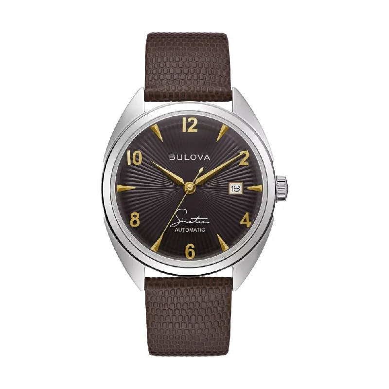 men's digital watches with minimalist style design -Fly Me To The Moon Black Dial Brown Strap