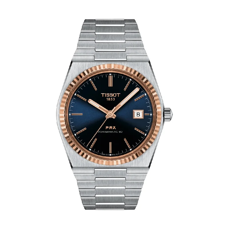 men's digital watches with manual style design -PRX Powermatic 80 Steel & 18K Gold Blue Dial 40mm