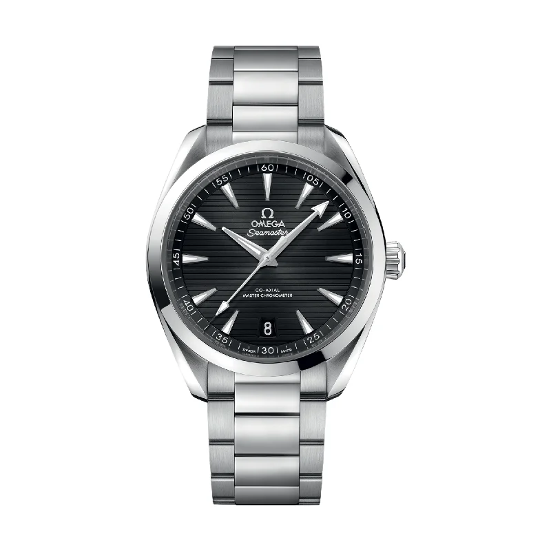 men's solar dive watches -Seamaster Aqua Terra 150M Co-Axial Master Chronometer 41mm - Black on Bracelet