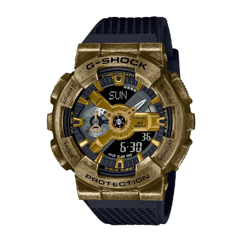 men's digital watches with date magnifier style design -CASIO G-SHOCK GM-110VG-1A9DR 110 SERIES ANALOG-DIGITAL BLACK GOLD WATCH
