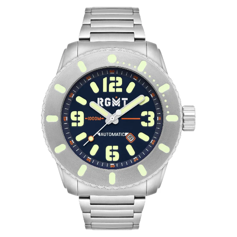 men's field watches with date magnifier style design -RGMT All-Brite Automatic Arctic Blue men's field watches with date magnifier style design -RGMT All-Brite Automatic Arctic Blue